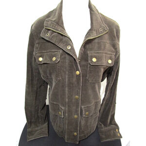 Kut From The Kloth Brown Stretch Corduroy Utility Military Jacket Women Sz L